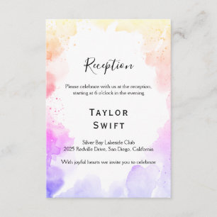 Rainbow Watercolor Reception Insert Card