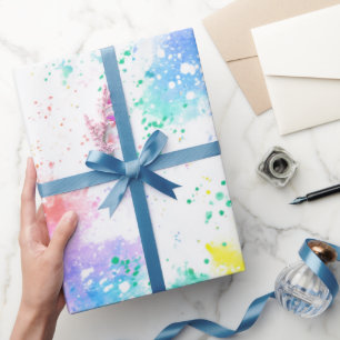 Rainbow Watercolor Splash Abstract Pattern Wrapping Paper