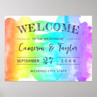 Rainbow Watercolor Splash LGBTQ Wedding Welcome