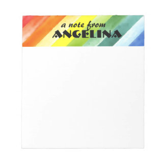 Rainbow Watercolor splash strips black letter Notepad