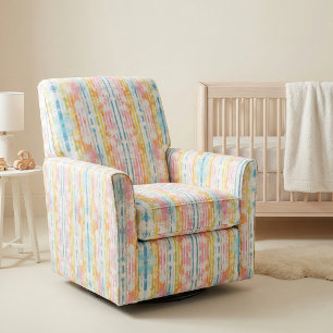 Rainbow Watercolor Stripes and Paint Splatters Fabric