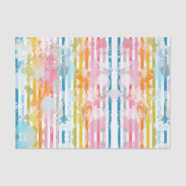 Rainbow Watercolor Stripes and Paint Splatters Tissue Paper (Front)