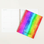 Rainbow Watercolor Stripes Design Monogram Planner<br><div class="desc">Rainbow Watercolor Stripes Design Monogram Planner
Choose the size, cover ( hard or soft) from the options menu</div>