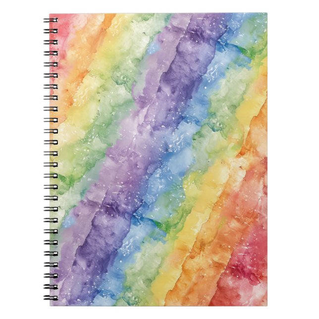Rainbow Watercolor Stripes Pattern  Notebook (Front)