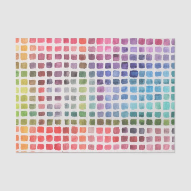 Rainbow Watercolor Swatches Tissue Paper (Front)