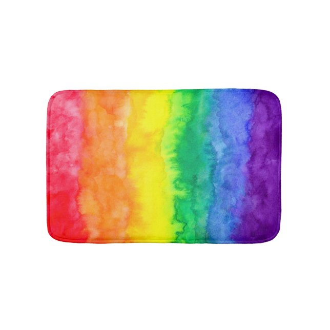 Rainbow Watercolor Wash Bath Mat (Front)