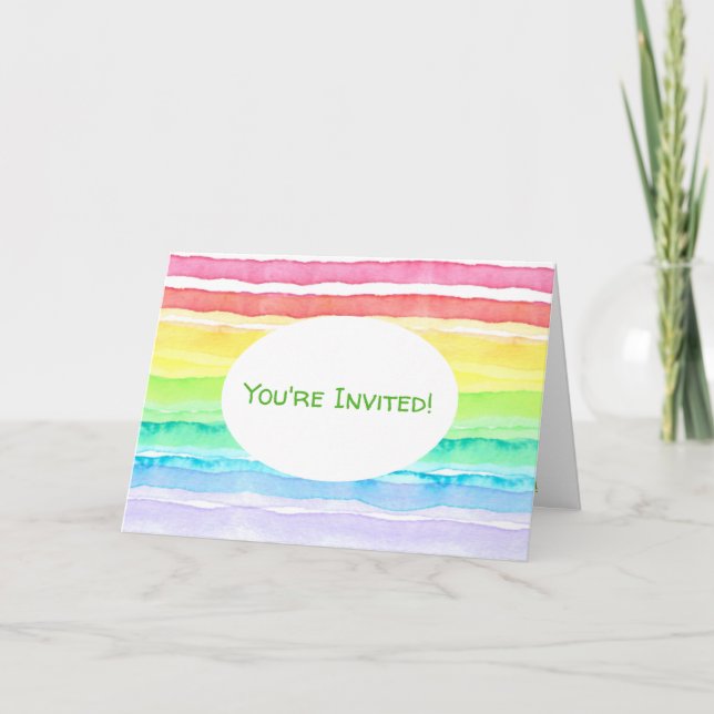 Rainbow Watercolor Wedding Card (Front)