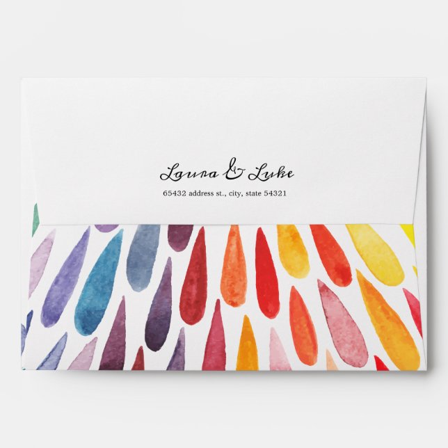 Rainbow Watercolor Wedding Envelope (Back (Top Flap))