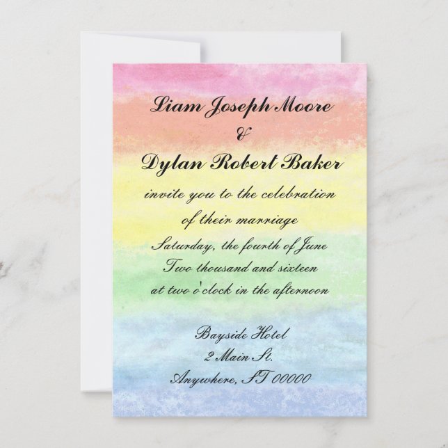 "Rainbow Watercolor" Wedding Invitations (Front)