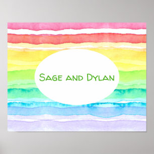 Rainbow Watercolor Wedding Poster