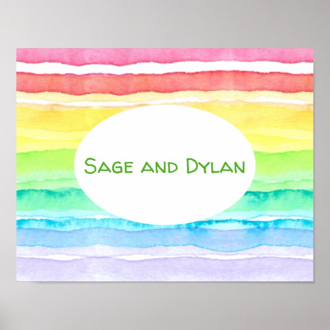 Rainbow Watercolor Wedding Poster (Front)