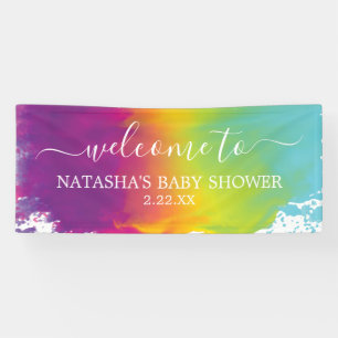 Rainbow Watercolor Welcome to Baby Shower Banner