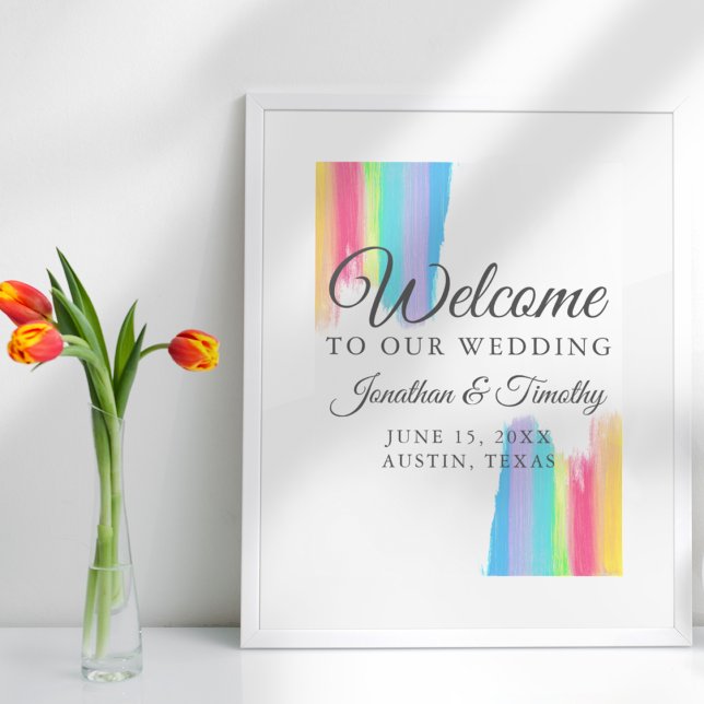 Rainbow Watercolor Welcome to our Wedding LGBTQ Poster (Creator Uploaded)