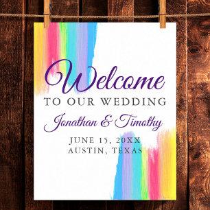 Rainbow Watercolor Welcome to our Wedding Poster
