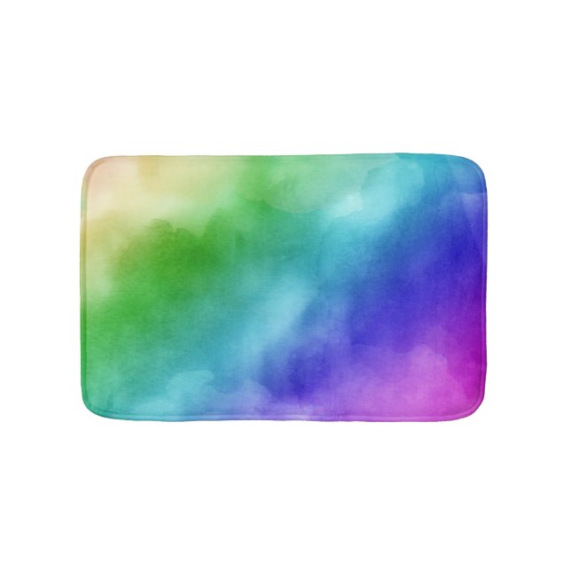 Rainbow Watercolors Bath Mat (Front)