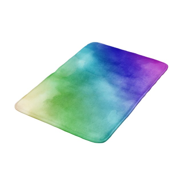 Rainbow Watercolors Bath Mat (Angled)