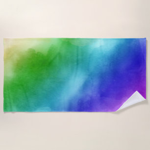 Rainbow Watercolors Beach Towel