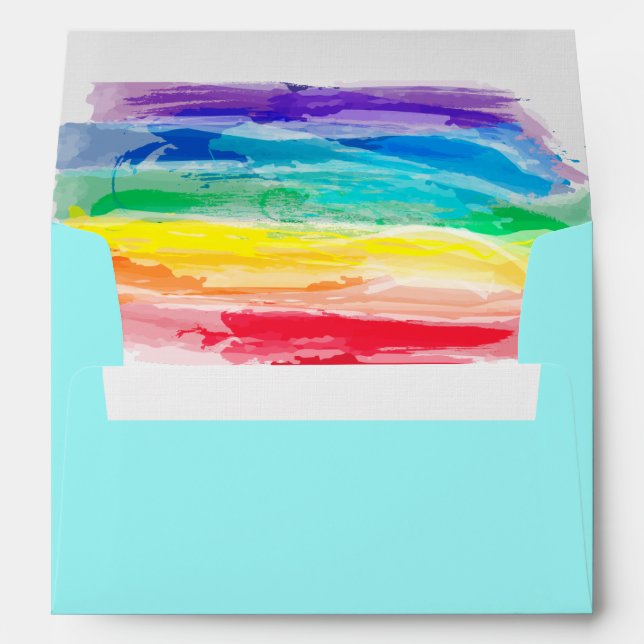 Rainbow Watercolors Collection Wedding Invitation Envelope (Back (Bottom))