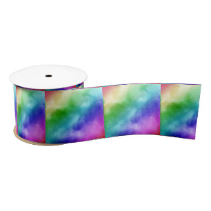 Rainbow Watercolors Satin Ribbon