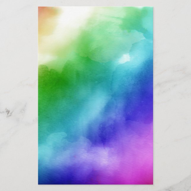 Rainbow Watercolors Stationery (Front)