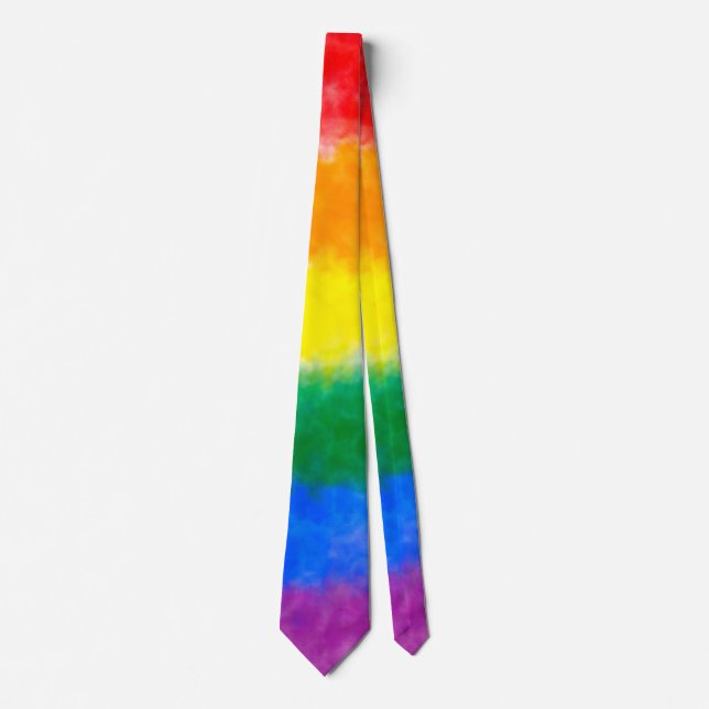 Rainbow Watercolour Painting Tie (Front)