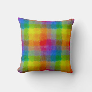 Rainbow Watercolour Squares Cushion