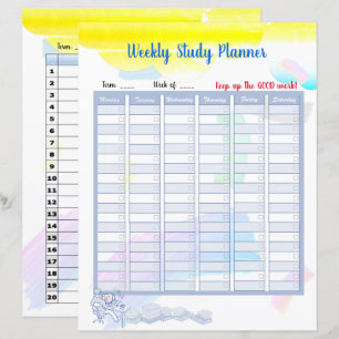 Rainbow Watercolour Study Planner and Things to DO