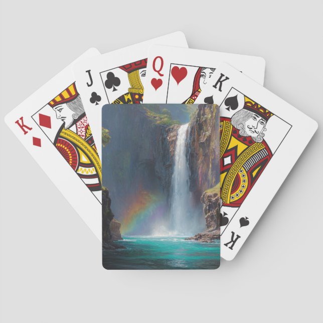 Rainbow Waterfall Fantasy Scene Playing Cards (Back)