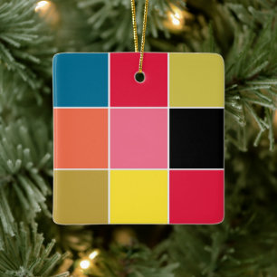 Rainbow Waterfall Squares  Ceramic Ornament