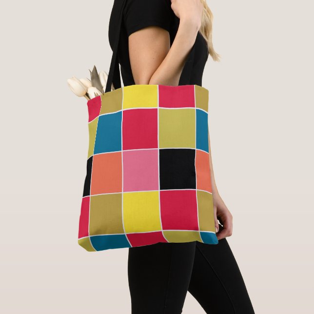 Rainbow Waterfall Squares  Tote Bag (Close Up)