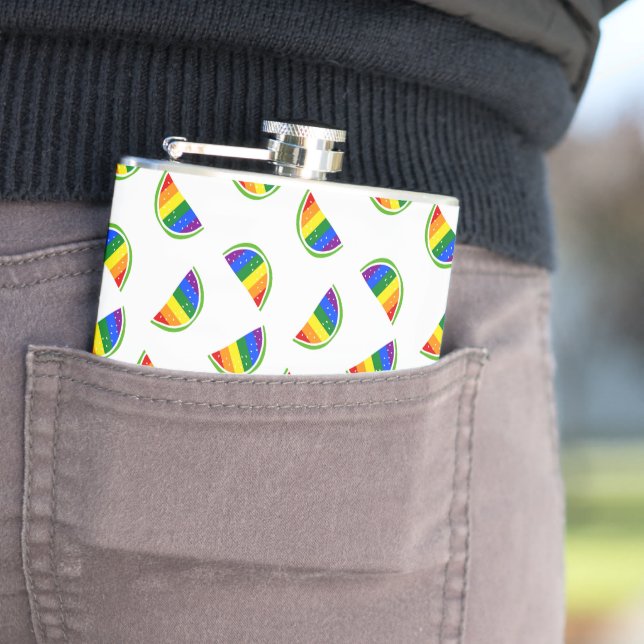 Rainbow Watermelon Pattern Hip Flask (In Situ)