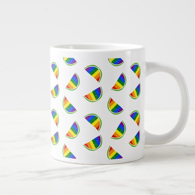Rainbow Watermelon Pattern Large Coffee Mug (Right)