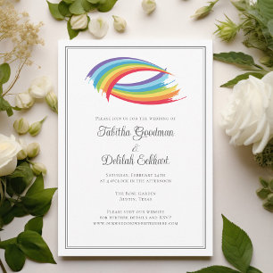 Rainbow Wave Beautiful LGBT Wedding Invitation