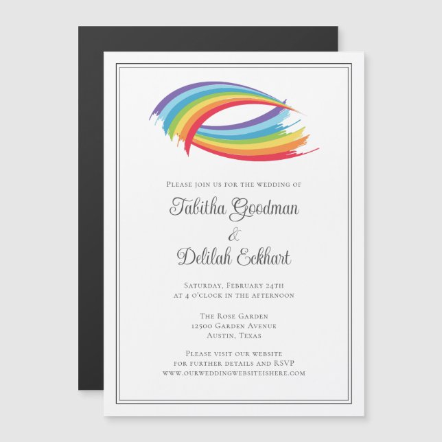 Rainbow Wave Beautiful LGBT Wedding Magnetic Invitation (Front/Back)