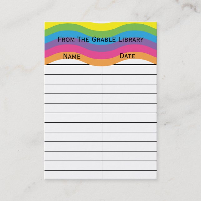 Rainbow Wave Book Return Cards (Front)