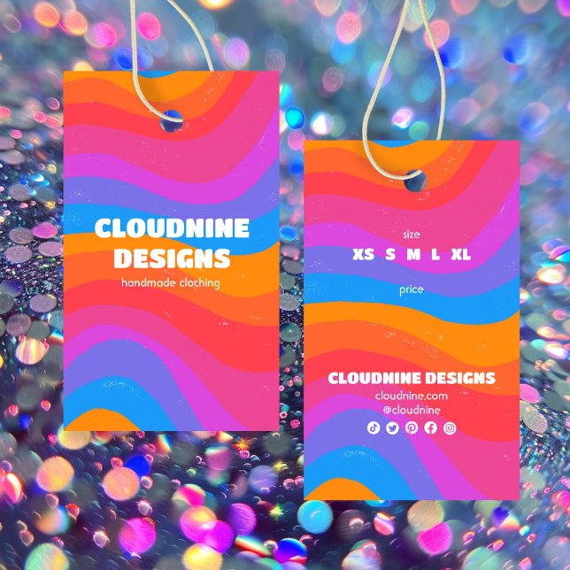 Rainbow Wave CUSTOM Clothing Size Price Hang Tag (Rainbow Wave CUSTOM Clothing Size Price Hang Tag
)