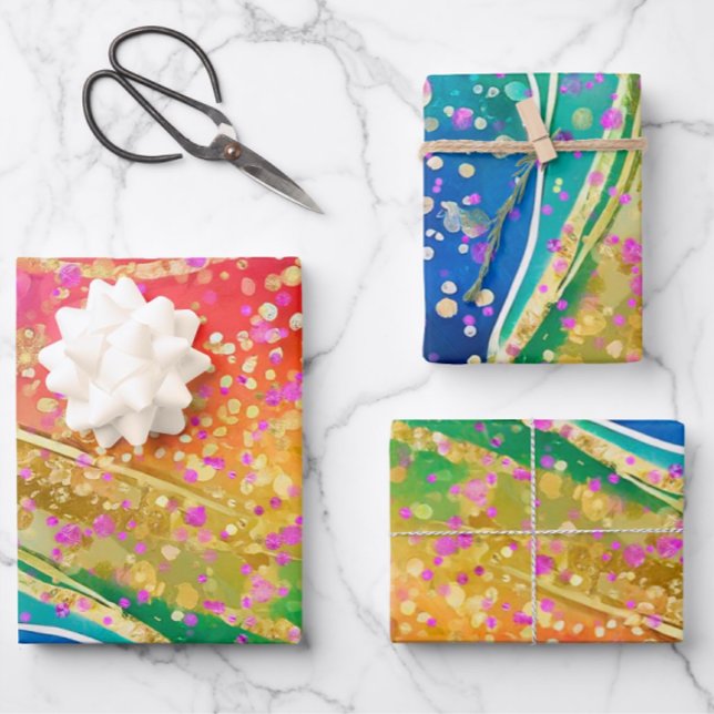 Rainbow Wave with Confetti Wrapping Paper Sheet (Creator Uploaded)