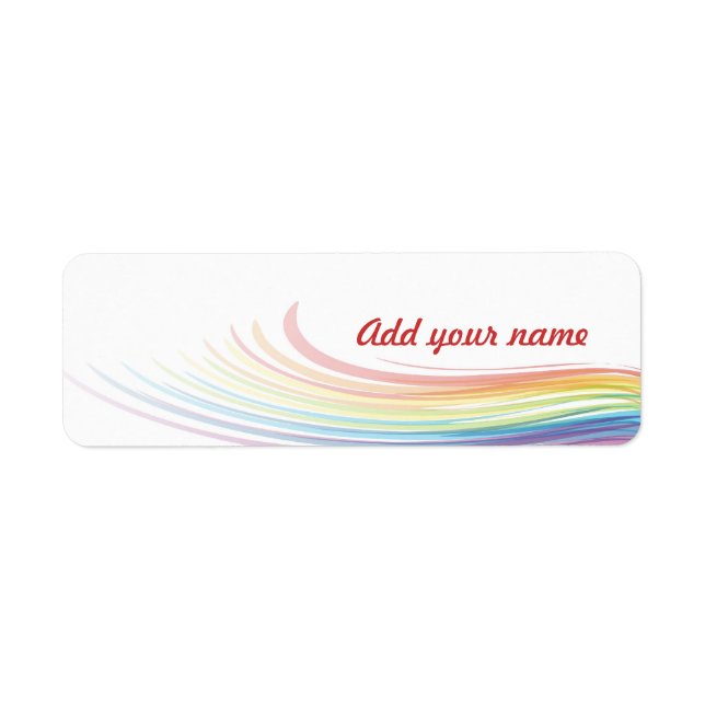 Rainbow Wave with Name in Red (Front)