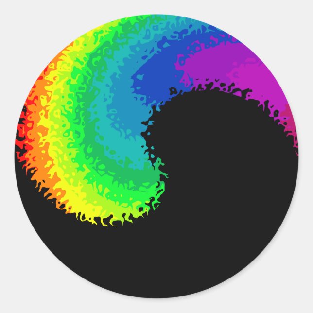Rainbow wave yin yang classic round sticker (Front)
