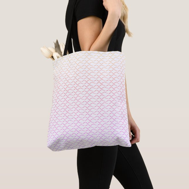 Rainbow Waves Abstract Beach Mermaid Scales Tote Bag (Close Up)
