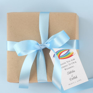 Rainbow Waves Beautiful Custom Wedding Gift Tags