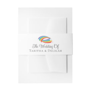 Rainbow Waves Beautiful Custom Wedding Invitation Belly Band