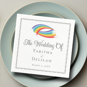 Rainbow Waves Beautiful LGBT Wedding Napkin