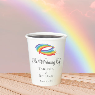 Rainbow Waves Beautiful LGBT Wedding Paper Cups