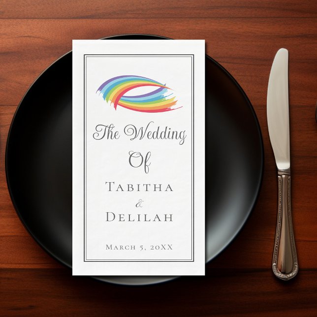 Rainbow Waves Beautiful Personalised Wedding Napkin (Creator Uploaded)