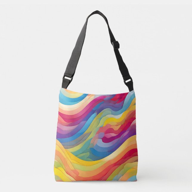 Rainbow Waves Crossbody Bag (Front)