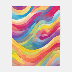 Rainbow Waves Fleece Blanket