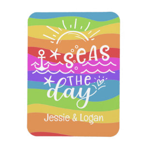 Rainbow Waves Personalised Seas the Day Cruise Magnet