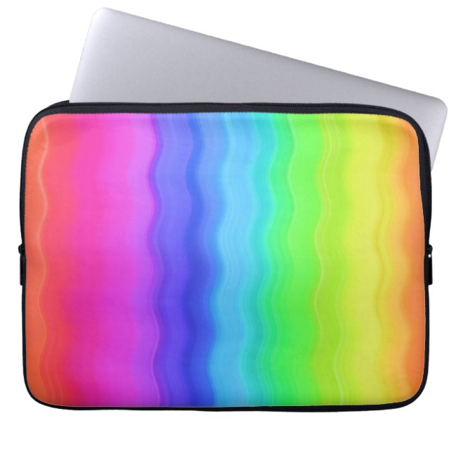 Rainbow Wavy Wave Gradual Pastel Colour Laptop Sleeve (Front)