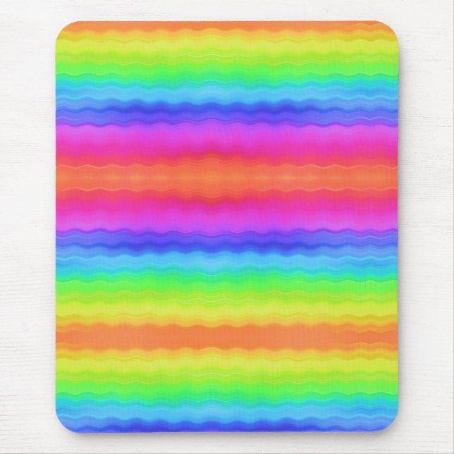 Rainbow Wavy Wave Gradual Pastel Colour Mouse Pad (Front)